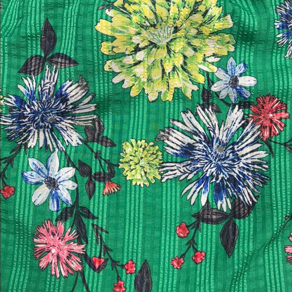 Ann Taylor LOFT Floral Chiffon Tiered V-Neck Midi Dress Green Large - Picture 9 of 10